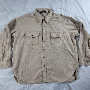 Vintage Woolrich Chamois Tan Button Shirt Long Sleeve Casual Outdoors Comfort